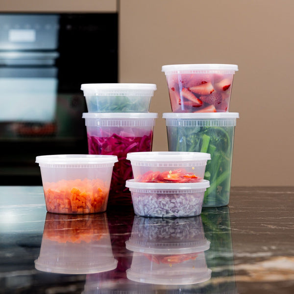 Deli Containers, runde condibøtter - 15 stk. i 3 str.